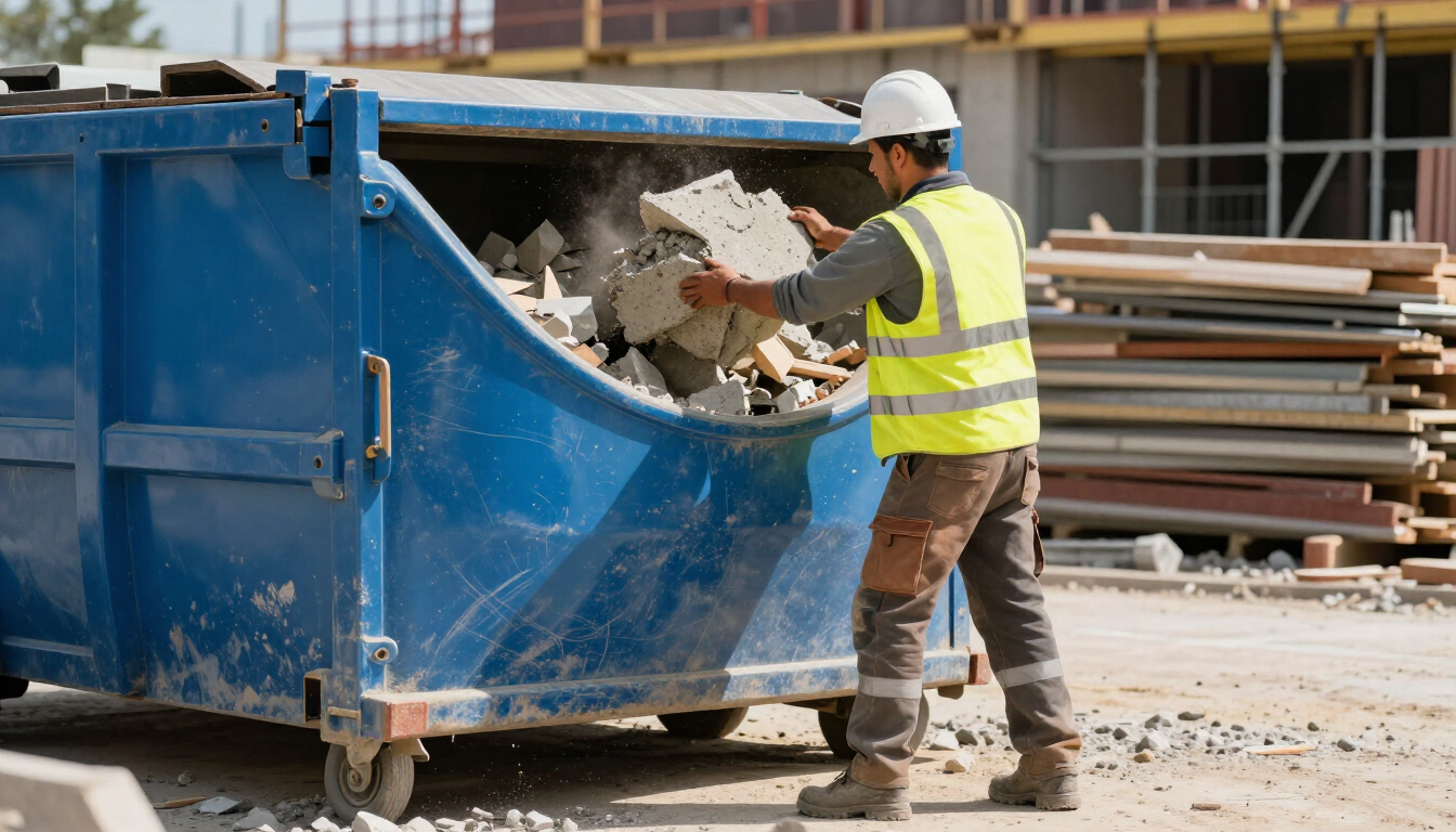 Loading a rolloff dumpster