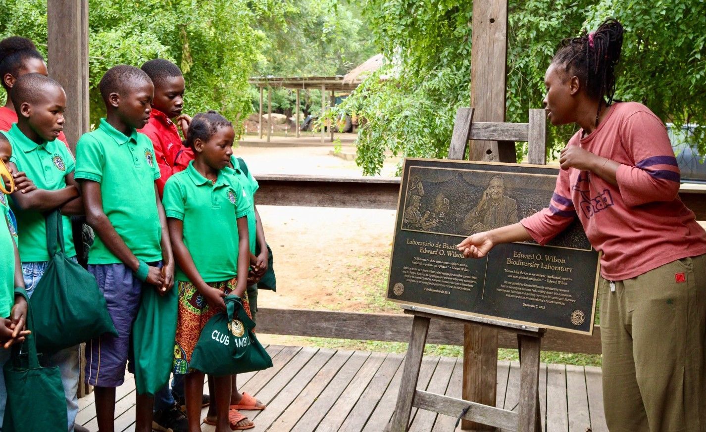 Local schoolchildren learn about wildlife and conservation as part of the Gorongosa Science & Conservation Initiative.