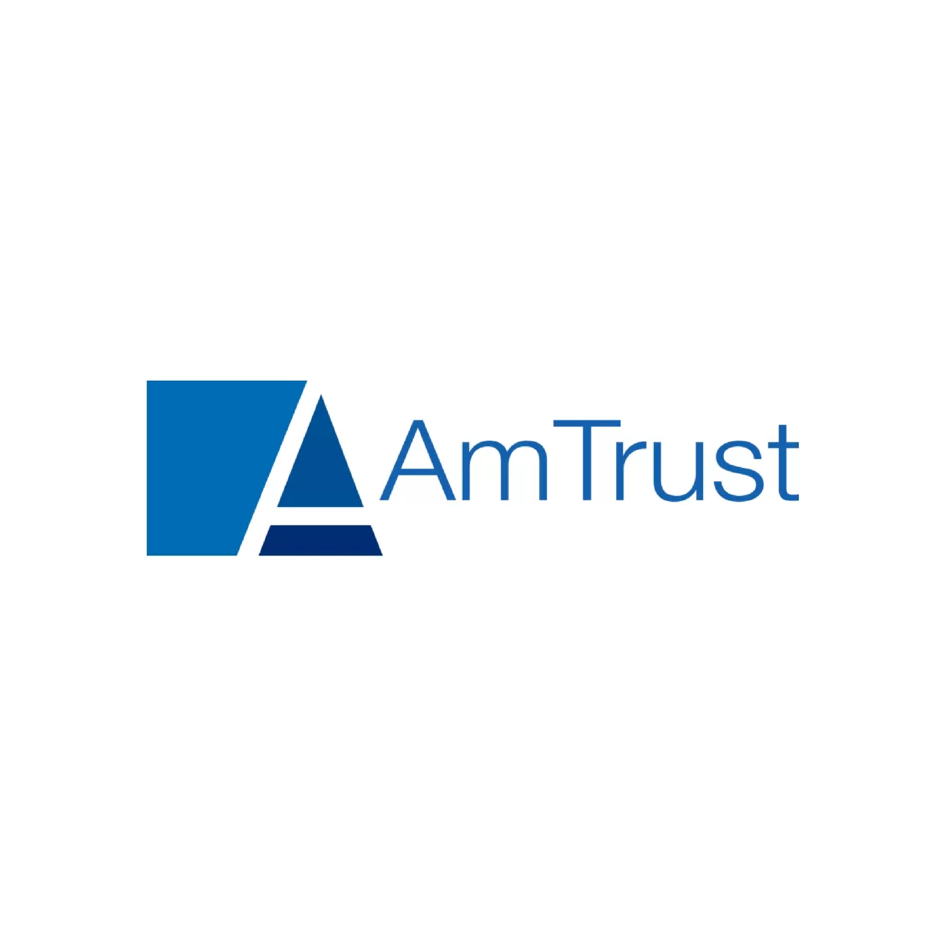 AmTrust logo in blue with a stylized square and triangular mark