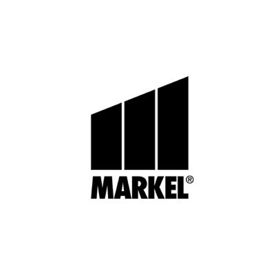 Markel logo: black stylized bars above the word “MARKEL” on a white background