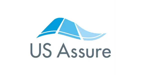 US Assure logo with blue abstract roof icon and gray text