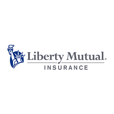 Liberty Mutual Insurance logo with blue Statue of Liberty icon and gray text on white background
