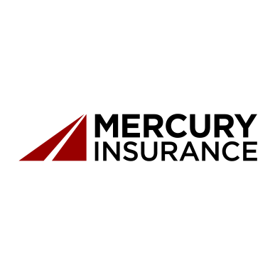 Mercury Insurance logo with red geometric mark and black text on a white background
