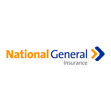 National General Insurance logo in orange and blue with a double-chevron icon