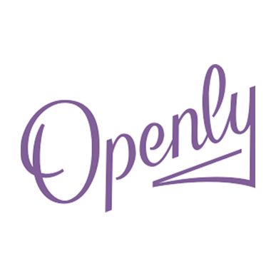Purple “Openly” logo in cursive script on a white background