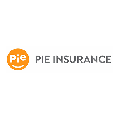 Pie Insurance logo with orange pie icon and gray text on a white background
