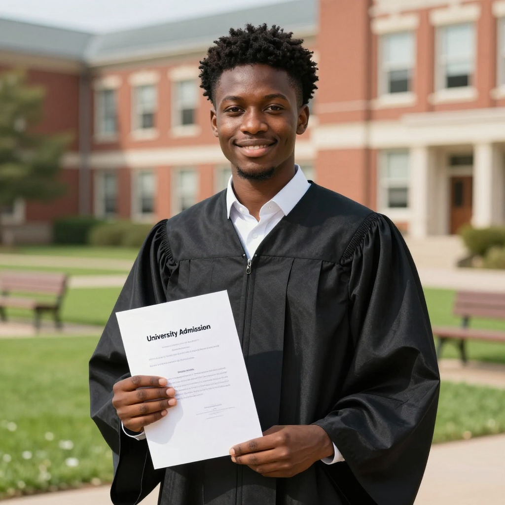 Bulawayo student in graduation robes celebrating study abroad and academic success with Prestige Scholar.