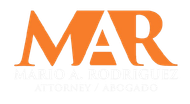Orange “MAR” logo with faint text “Mario A. Rodriguez Attorney y Abogado” underneath