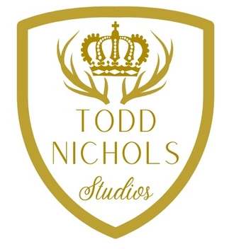 Gold crowned shield logo reading “Todd Nichols Studios” on a white background