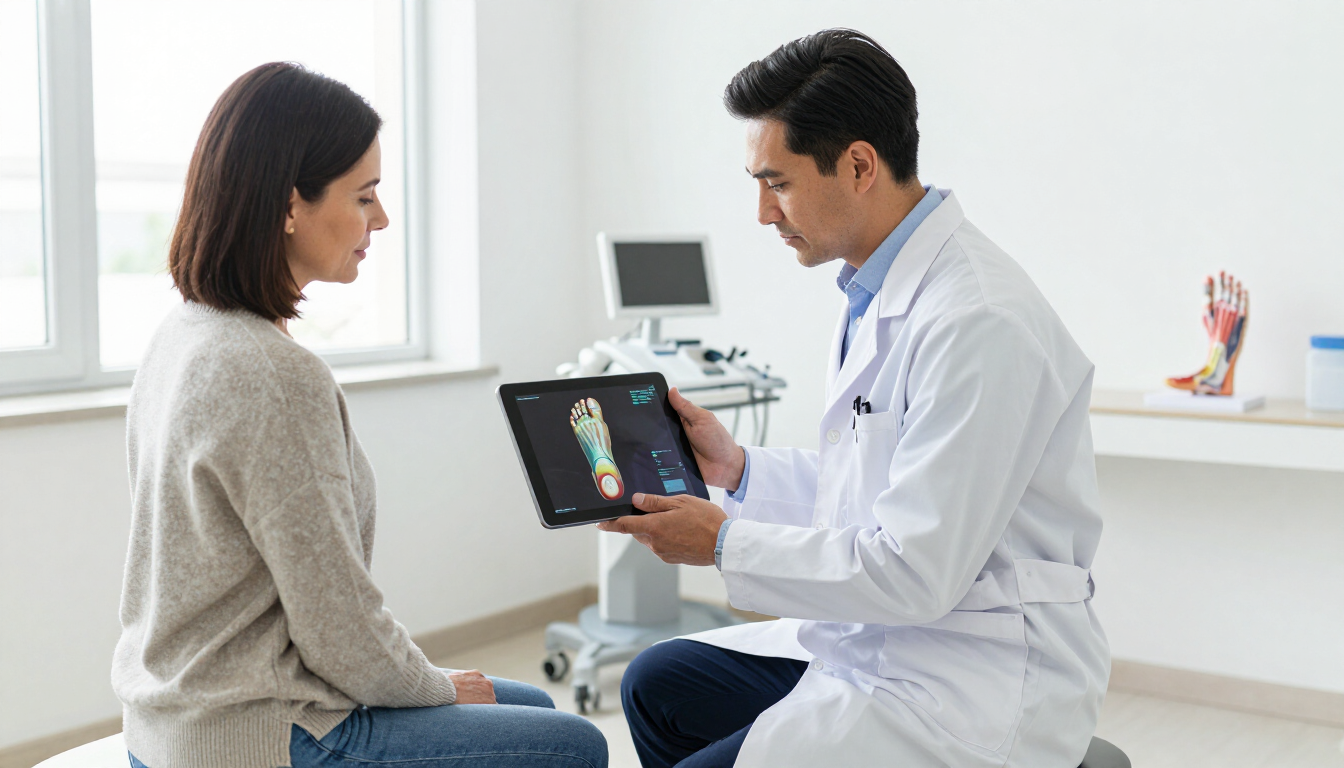 Podiatrist examining foot scan