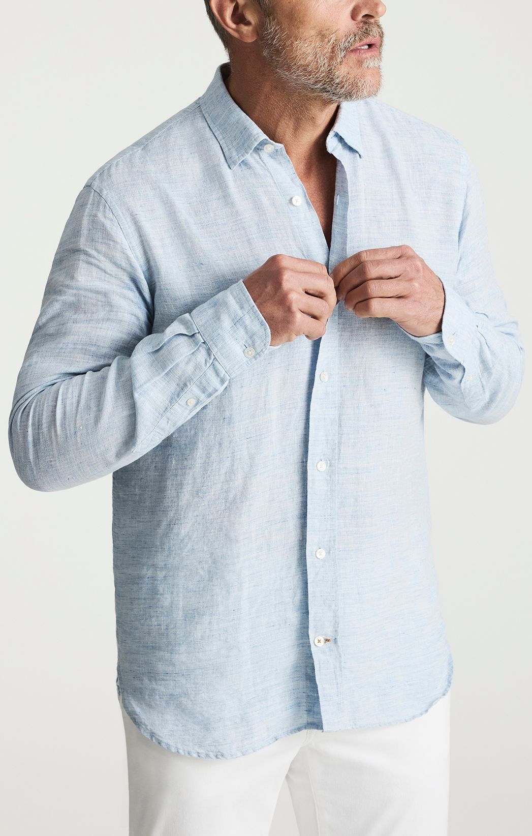 linen blue dress shirt