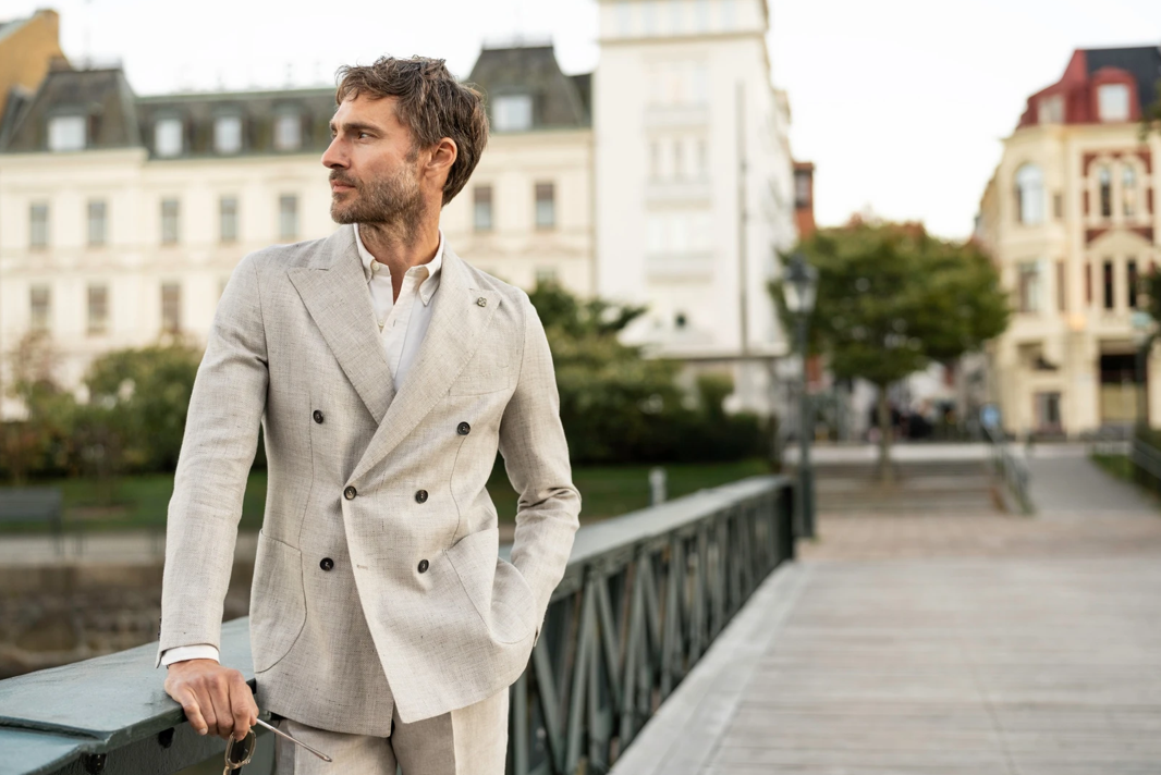 Studio 73 model showcasing men's outerwear