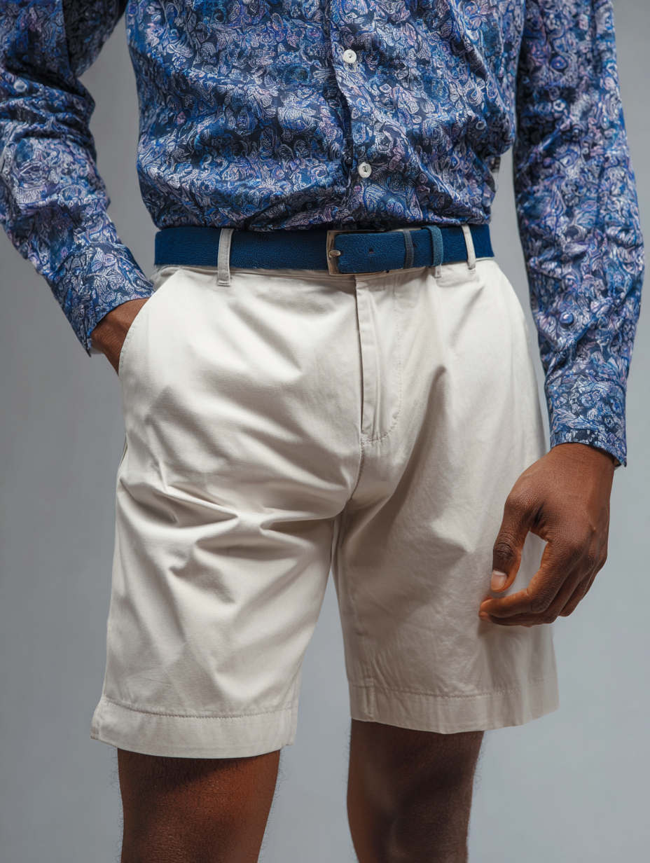 waist down shot of button down shirt