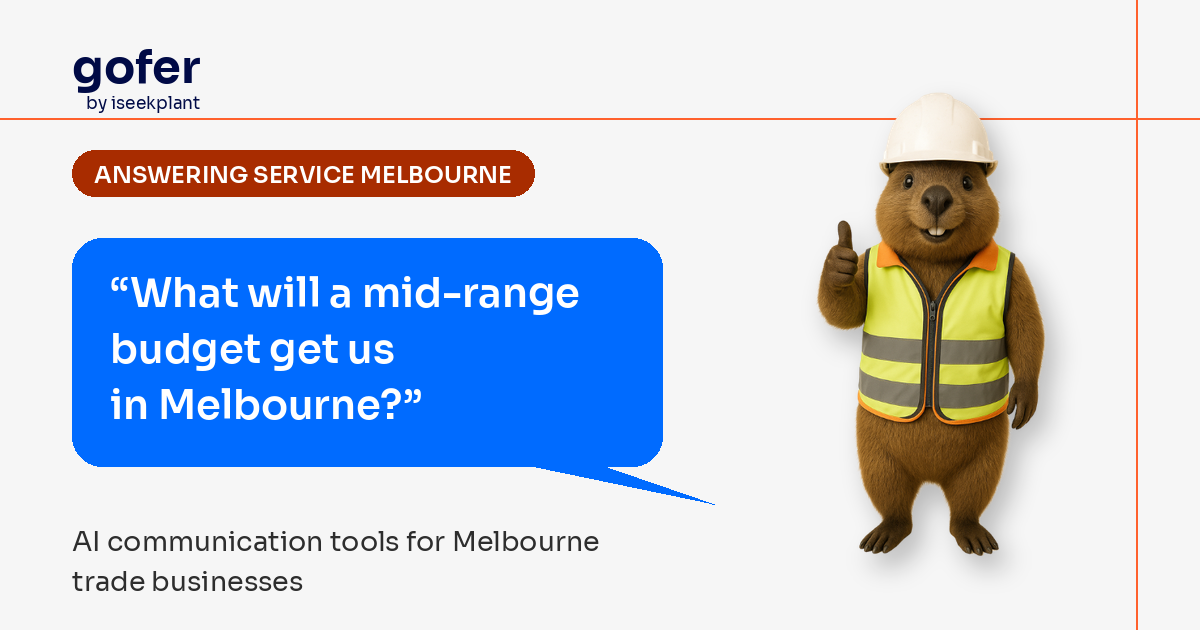 Gofer mascot in hard hat asks, “What will a mid-range budget get us in Melbourne?”