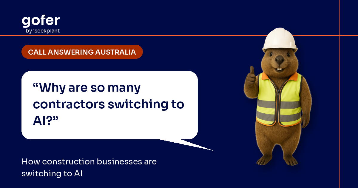 Gofer mascot in hard hat asks, “Why are so many contractors switching to AI?”