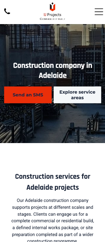 Mobile website screenshot