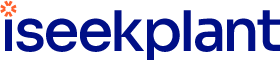 Iseekplant logo in blue and orange text on a white background