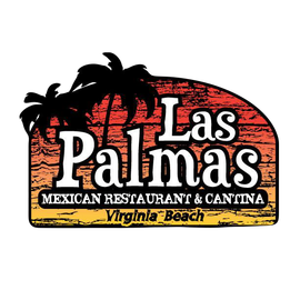 Las Palmas Mexican Restaurant logo, featuring palm trees and a sunset.