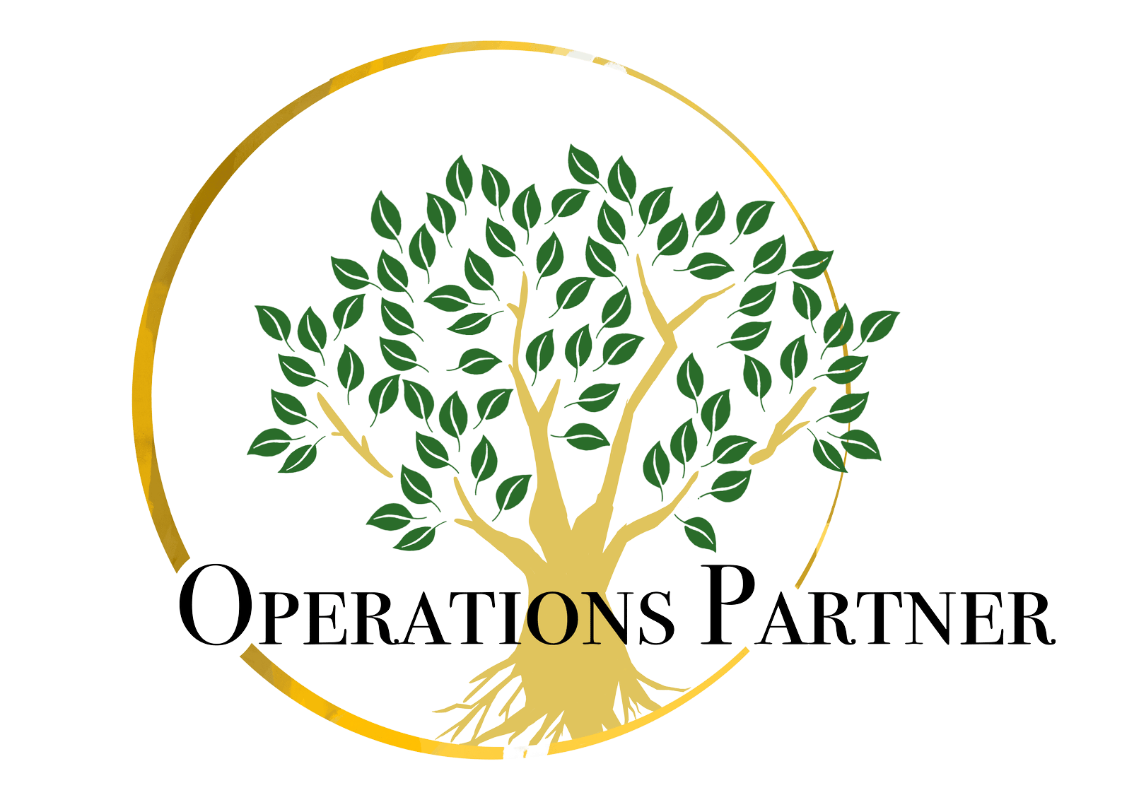 logo for Operations Partner with a tree inside of a gold circle