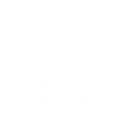 white icon of city buildings on a green background