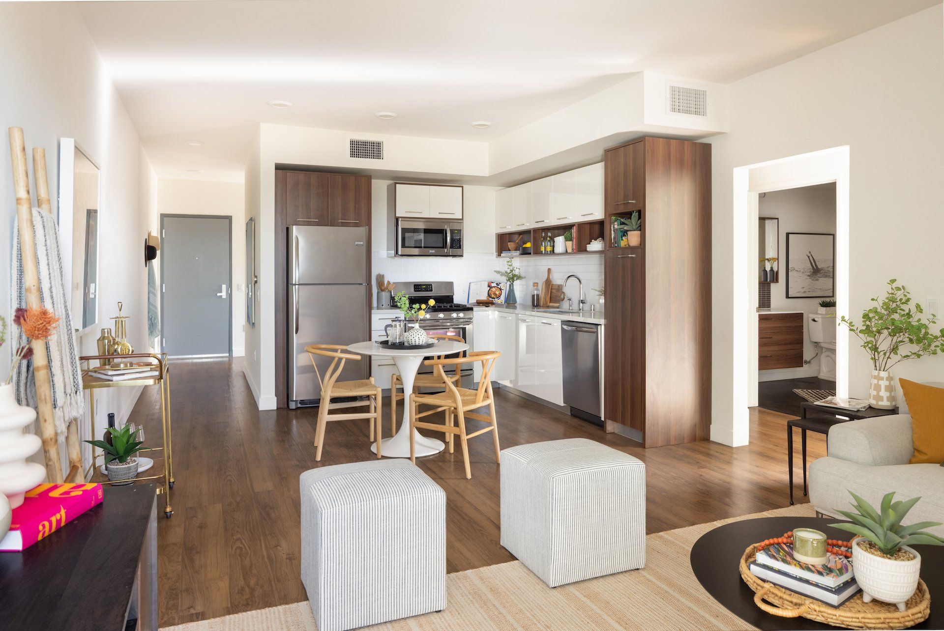 modern 2-bedroom apartments in LA Frame Melrose with bright natural light and modern interiors.