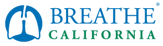 Breathe California logo with blue lungs icon and blue text on a white background