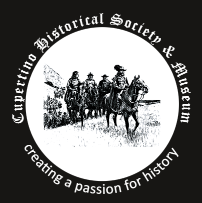 Logo of Cupertino Historical Society & Museum with black-and-white cavalry scene and “creating a passion for history” text