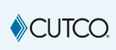 CUTCO logo with blue diamond icon and black text on white background
