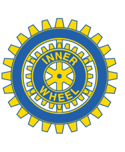 Inner Wheel club logo: blue and yellow gear, text