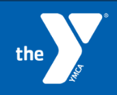 The YMCA logo on a blue background with white “the Y” lettering