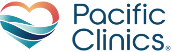Pacific Clinics logo with teal and coral heart wave icon and blue text
