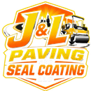 J&L Paving Seal Coating logo with orange shield and a yellow road roller