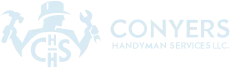 Logo for Conyers Handyman Services LLC with a silhouette of a person holding a hammer and wrench over the letters CHS.