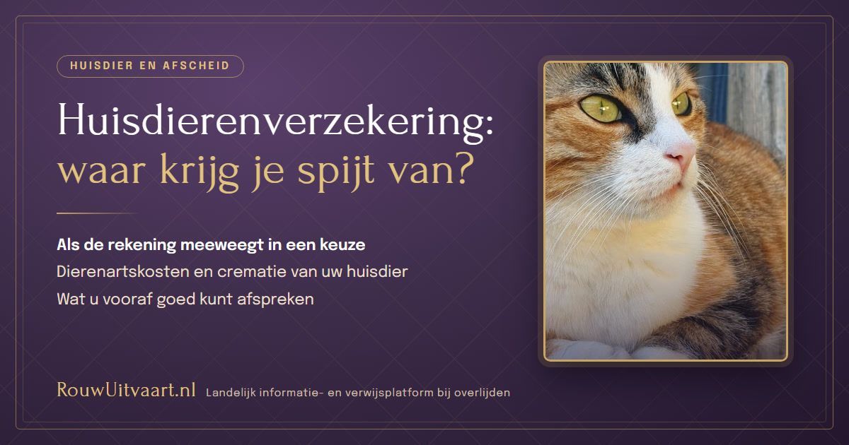 Verdrietig baasje met overleden hond in crematiekist huisdierenverzekering