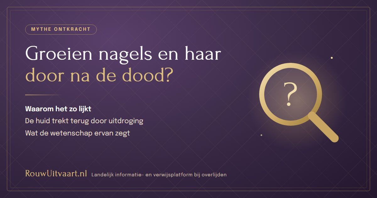 Handen met nagels als symbool voor de mythe dat nagels en haar doorgroeien na overlijden