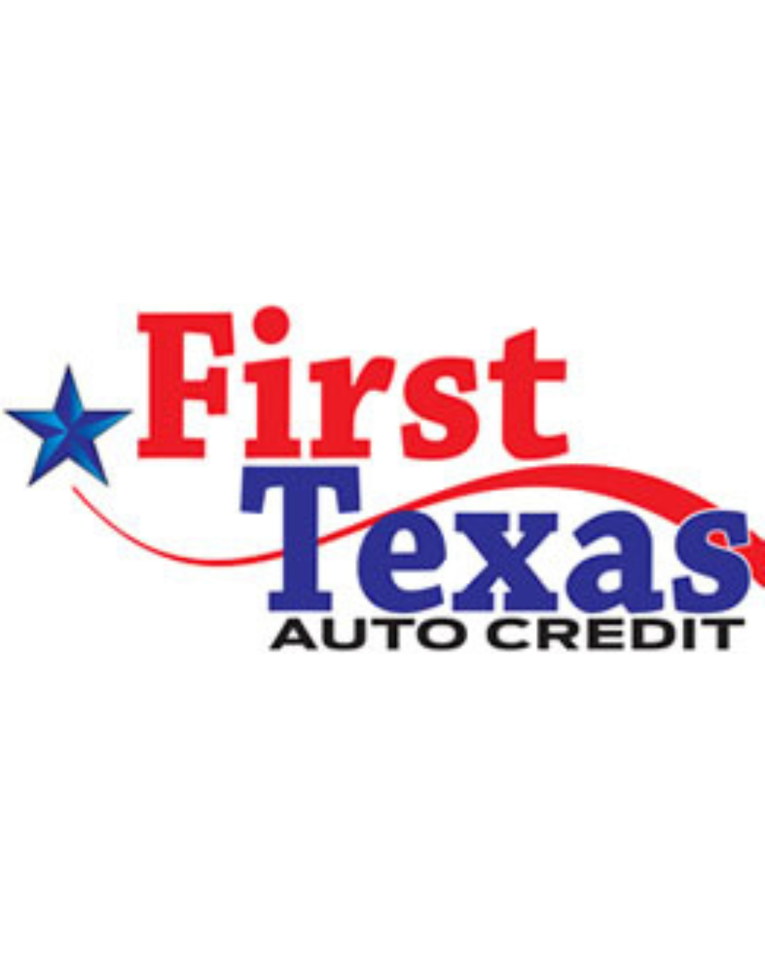 First Texas Auto Credit logo with red and blue text and a blue star