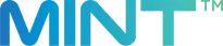 A blue and green mint logo on a white background.