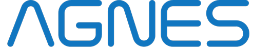 The word agnes is written in blue on a white background