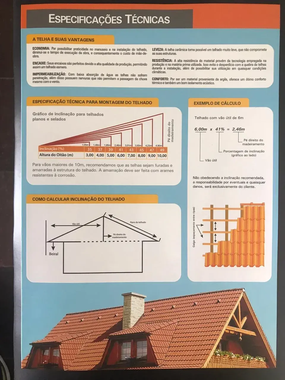 Especificação técnica telhas