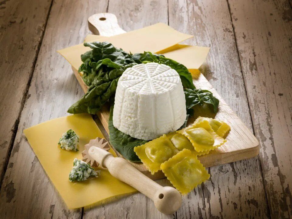 Ricotta and spinach ravioli