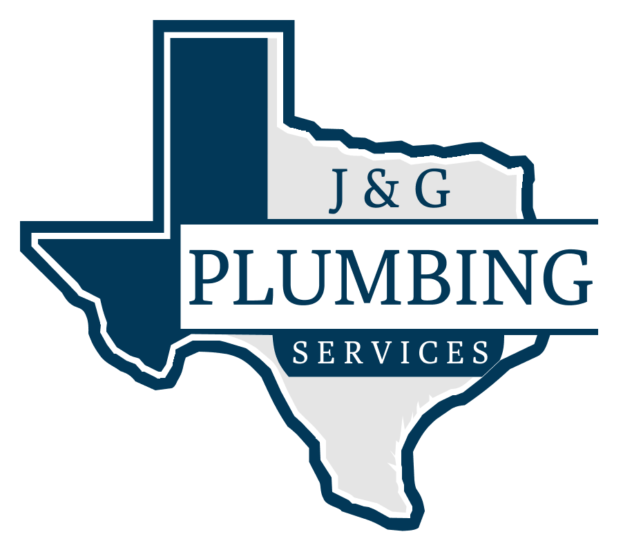 The logo for J & G Plumbing Services is a map of texas.