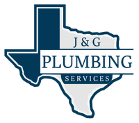 The logo for J & G Plumbing Services is a map of texas.