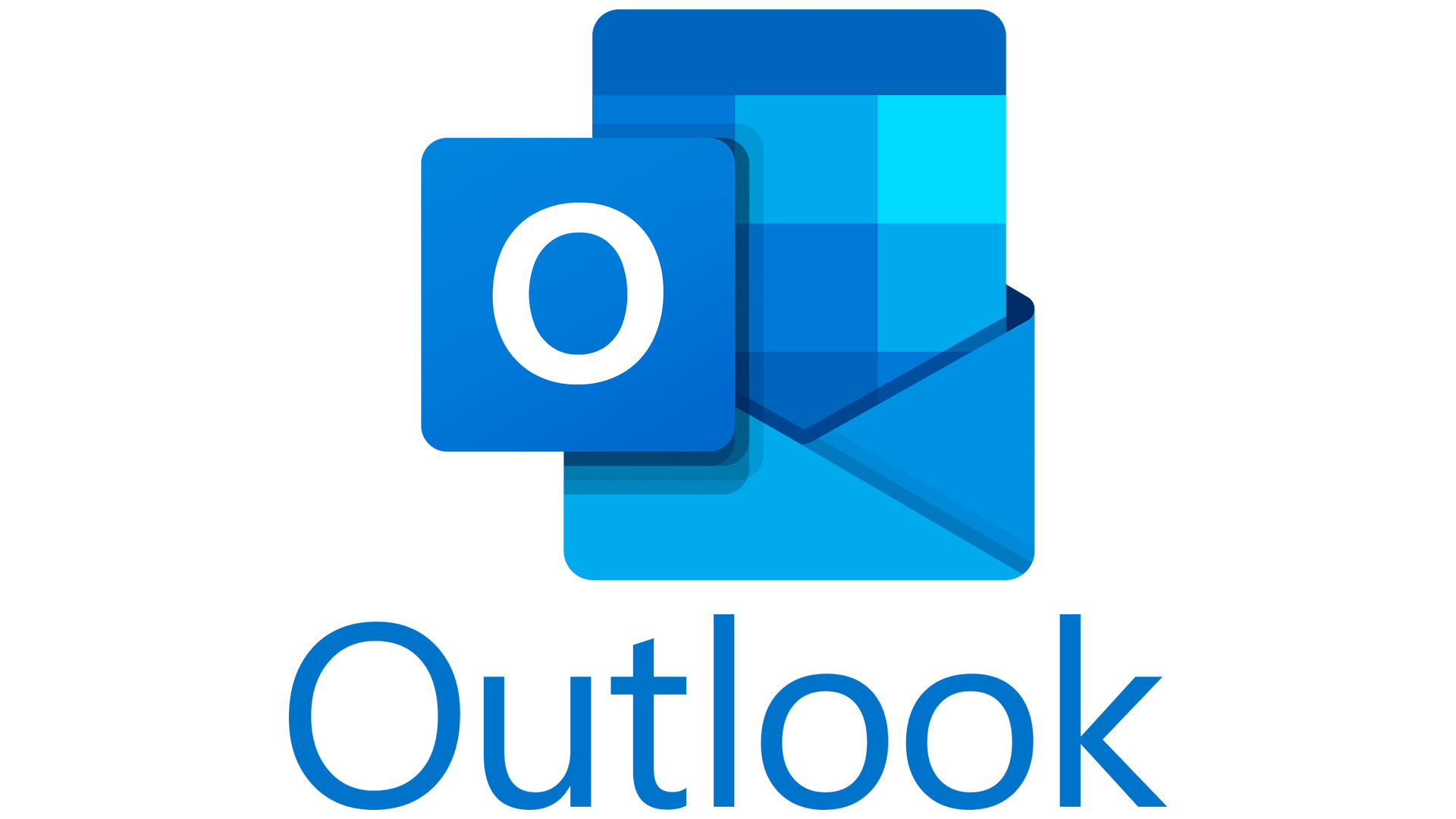 The outlook logo is a blue square with an envelope inside of it.