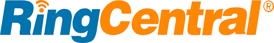 A blue and orange logo for ring central