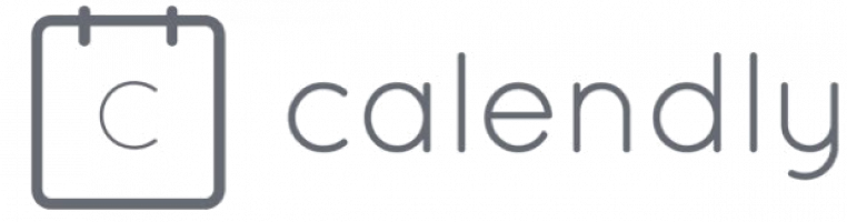 The logo for calendly shows a calendar and the word calendly.