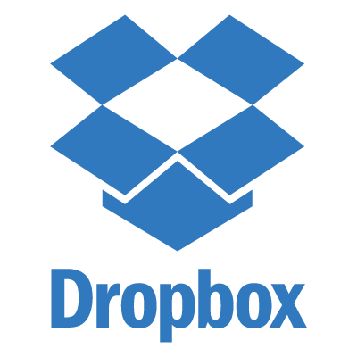 A blue dropbox logo on a white background