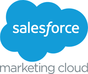 A blue salesforce marketing cloud logo on a white background
