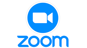 A blue zoom logo on a white background