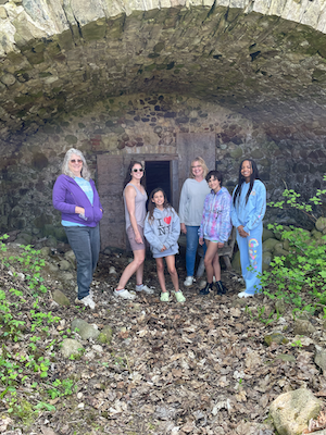 Visitors at beer cave  entrance