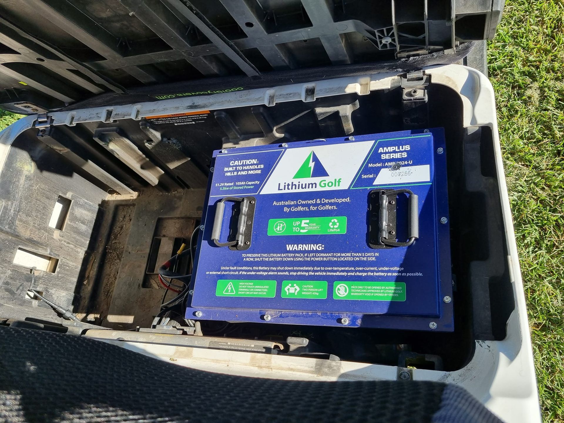 Blue Solar Battery Box Installed in a Vehicle Compartment — Lift It Equipment in Tuggerah, NSW